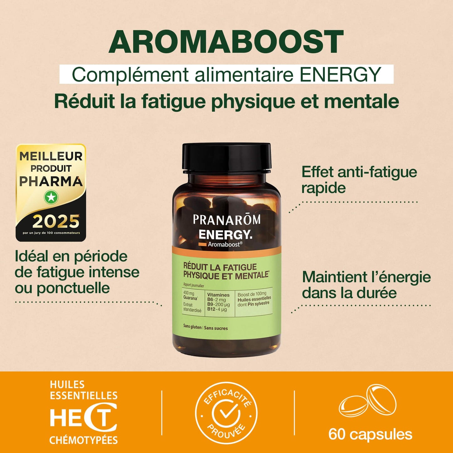 Pranarôm - Aromaboost Sleep - Sleep Supplement - Fast Sleep, Quality Sleep - Valerian - Vitamins B3 B6 D3 - Noble Chamomile Essential Oil - 60 Capsules