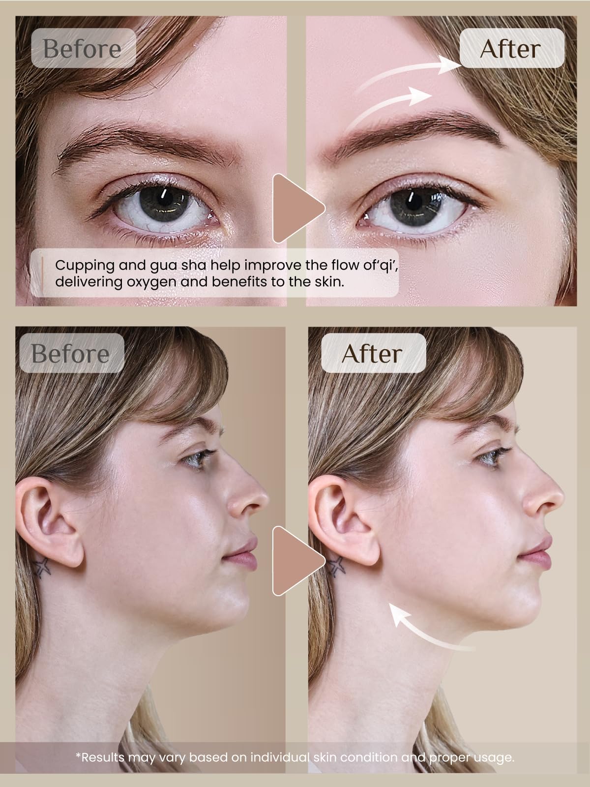 Rena Chris Ventouse Visage & Outil Gua Sha - Set de Ventouses en Silicone & Pierre Gua Sha en Quartz Rose, Soin Naturel, Réduit Gonflements, Repulpe les Lèvres (Rose)