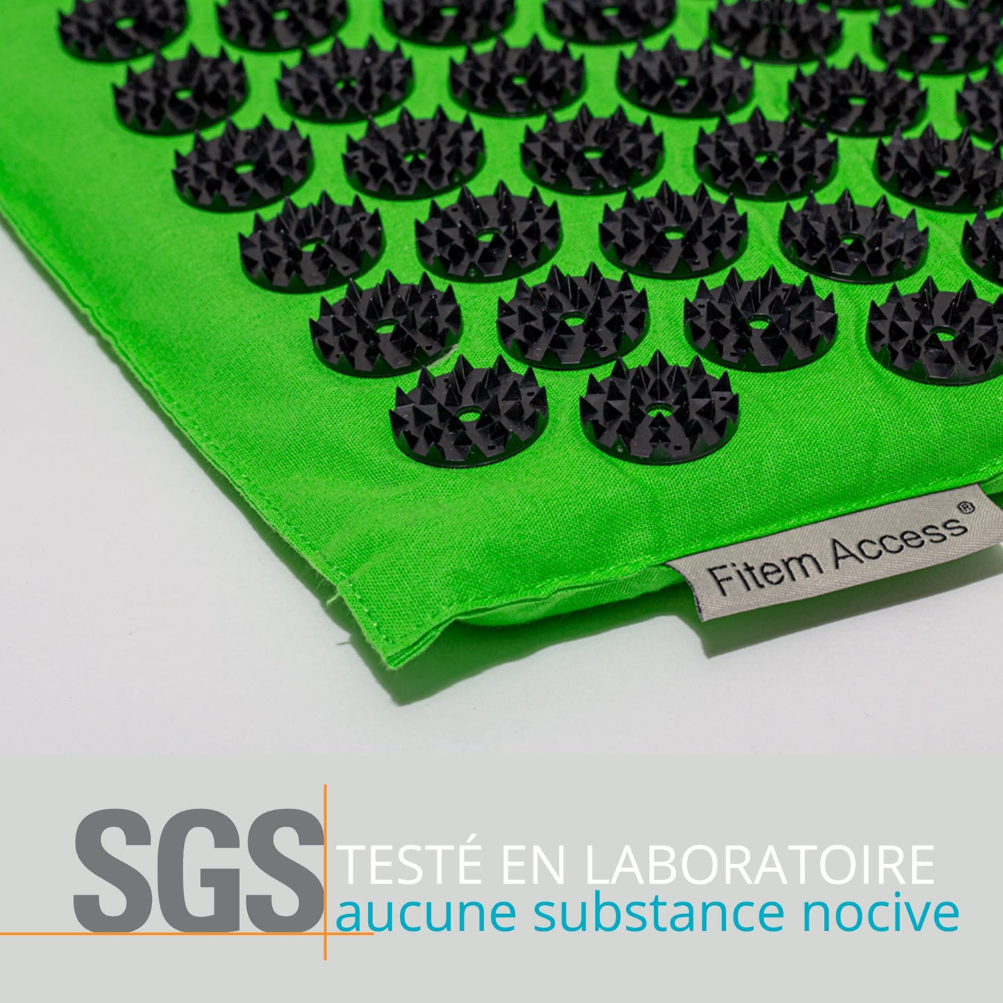 Fitem - Kit d'acupression - Relaxation Musculaire - Tapis, Coussin Fleur, Sac, Boule de Massage, Soulage douleurs Dos et Cou. (gris-turquoise)