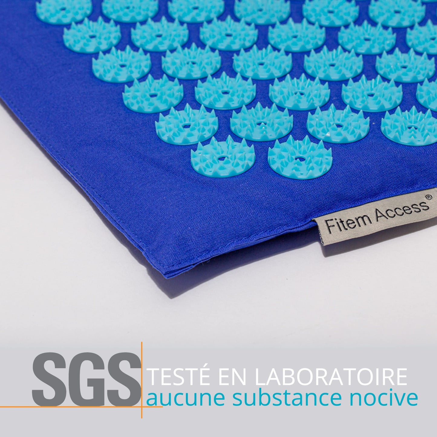 Fitem - Kit d'acupression - Relaxation Musculaire - Tapis, Coussin Fleur, Sac, Boule de Massage, Soulage douleurs Dos et Cou. (gris-turquoise)