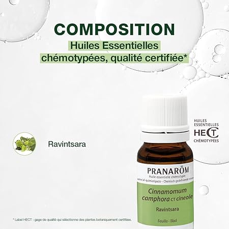 PRANARÔM - Ravintsara - Huile Essentielle Chémotypée - Confort Respiratoire & Défenses Naturelles - 100% Pure Et Naturelle - HECT - 10 ml